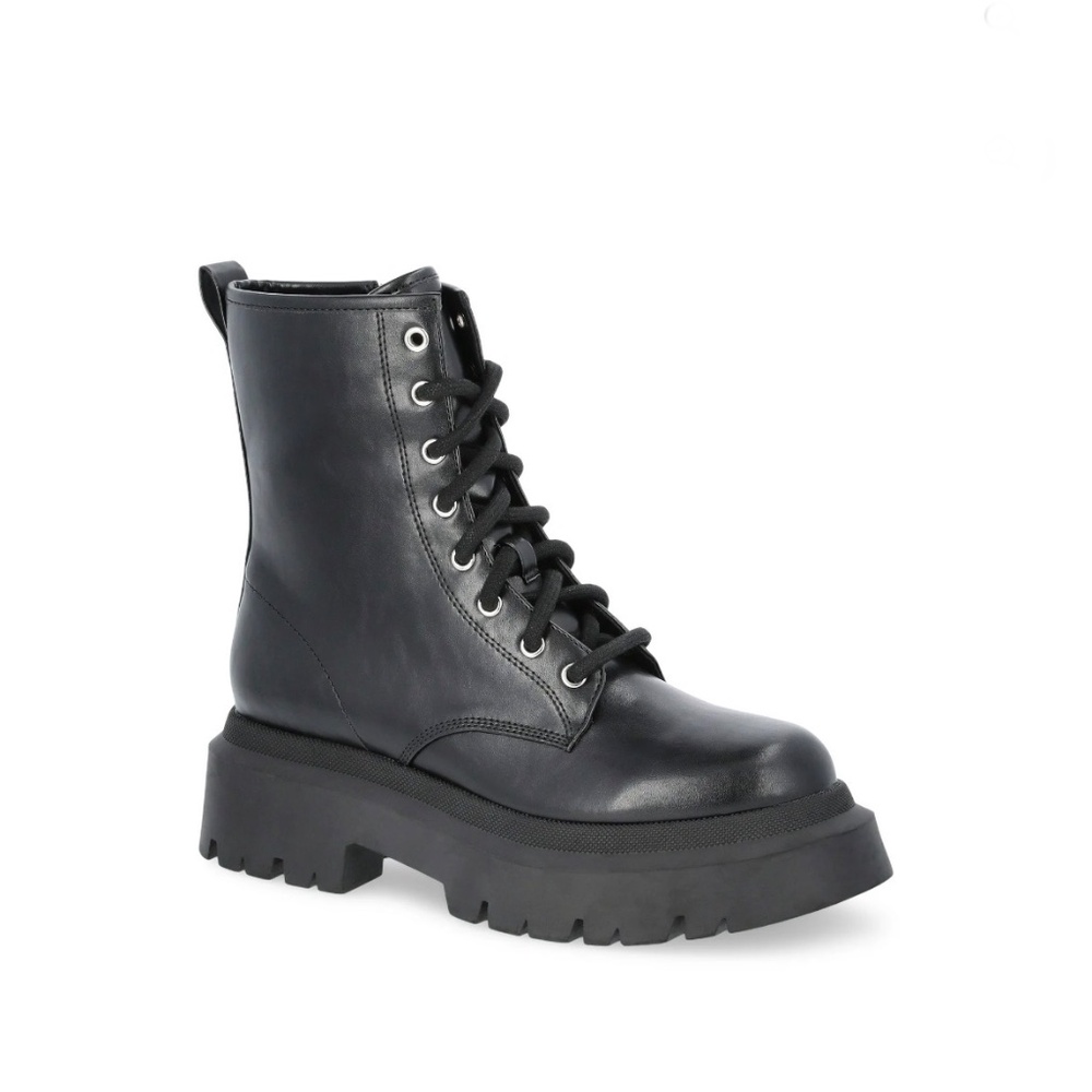 Lug Sole Combat Moto Boots Shoes Black Size 7 - Picture 7 of 11
